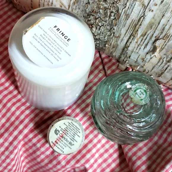 Candle bundle lot  votive green glass globe made Spain  + Fringe scented Rose - Picture 3 of 8